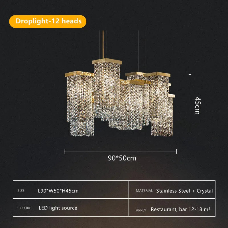 Modern Luxury Crystal Pendant Chandelier for Dining Room and Bar