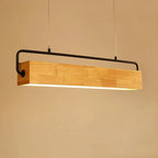 Nordic Wood LED Pendant Light with Metal Rod for Dining Room & Cafe