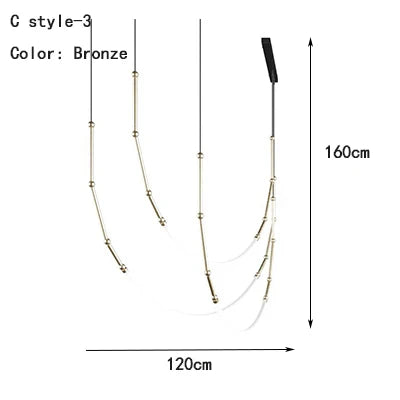 Linear Creative Chandelier: Nordic Italian Designer Modern Lighting for Living Room Lobby