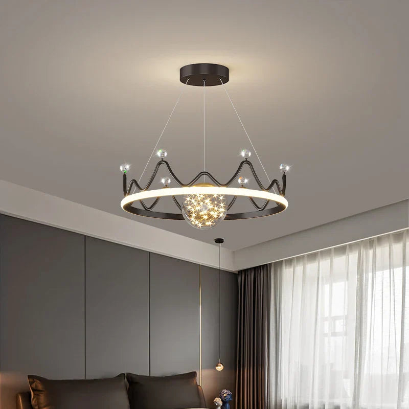LED Gypsophila Chandelier for Modern Living Room Decor - Crown Ceiling Pendant Light