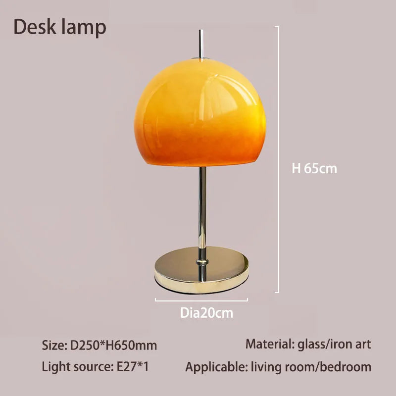 Retro Glass Gradient Orange Mushroom LED Floor Lamp for Living Room & Bedroom