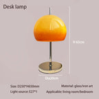 Retro Glass Gradient Orange Mushroom LED Floor Lamp for Living Room & Bedroom