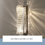 Modern Crystal LED Wall Sconce, Chrome Finish, Dimmable, Indoor Lighting