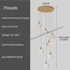 Crystal Chandelier Pendant Light for Luxury Staircase