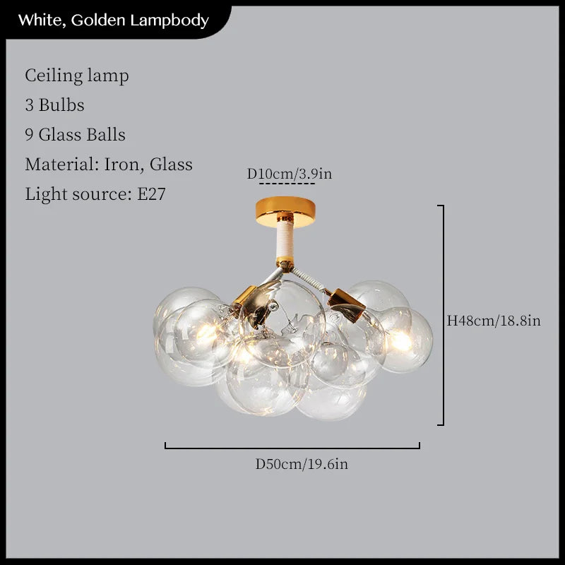 Glass Balls Ceiling Pendant Lights Minimalist Living Room Chandelier Shop Bar Decor