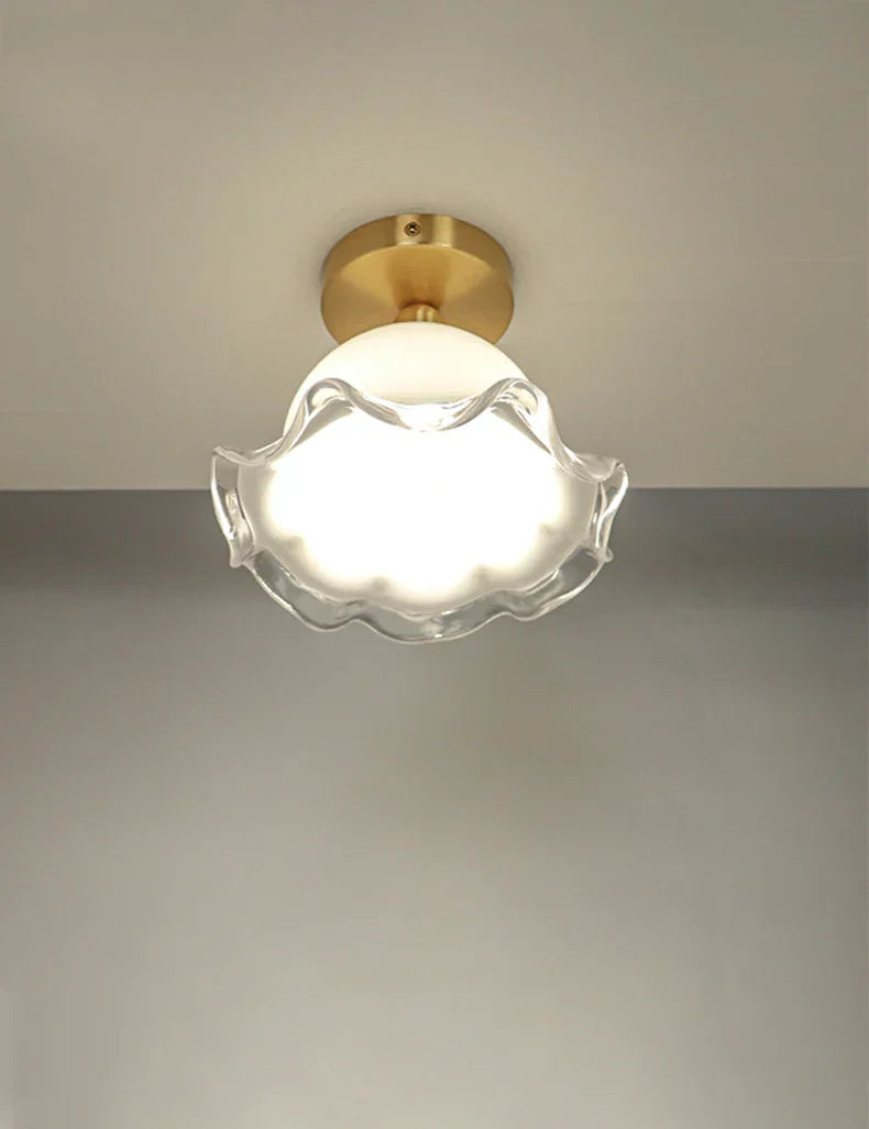 Antique Glass Ceiling Light: Elegant French Design, Unique Modern Brass Luminaria