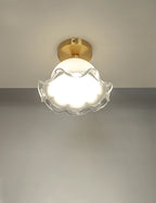 Antique Glass Ceiling Light: Elegant French Design, Unique Modern Brass Luminaria