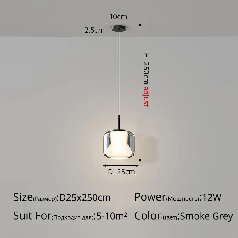 Nordic Glass Pendant Light LED Mini Copper for Bedroom, Living Room, Dining Table