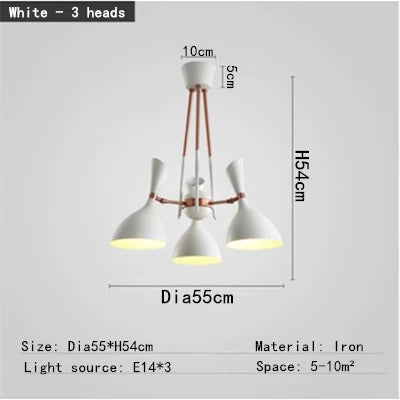Afralia Nordic LED Multiple Head Chandelier - Black/White Iron Art - Living Room/Bedroom/Kitchen/Hotel