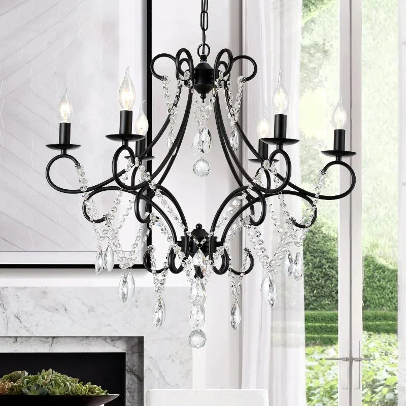Iron Crystal Chandelier: Modern Luxury Industrial Style for Home Living/Dining Room