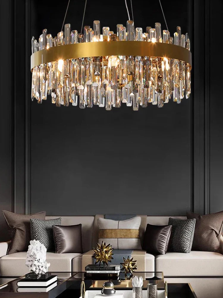 Crystal LED Pendant Light Chandelier for Living Dining Bedroom Luxe Decor