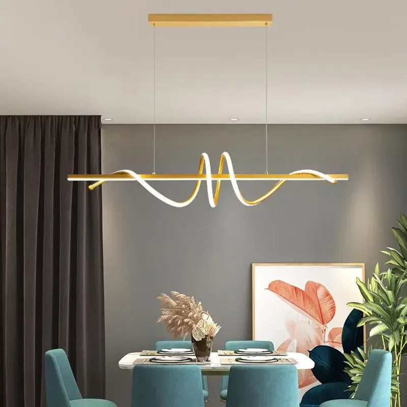 Modern Curved Dining Table Pendant Lamp LED Suspension Lighting