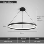 Round Ring LED Chandelier for Modern Minimalist Home and Office Decor