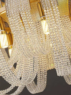 Tassel Crystal LED Chandelier: Nordic Style Round Pendant Lamp for Modern Home Decor