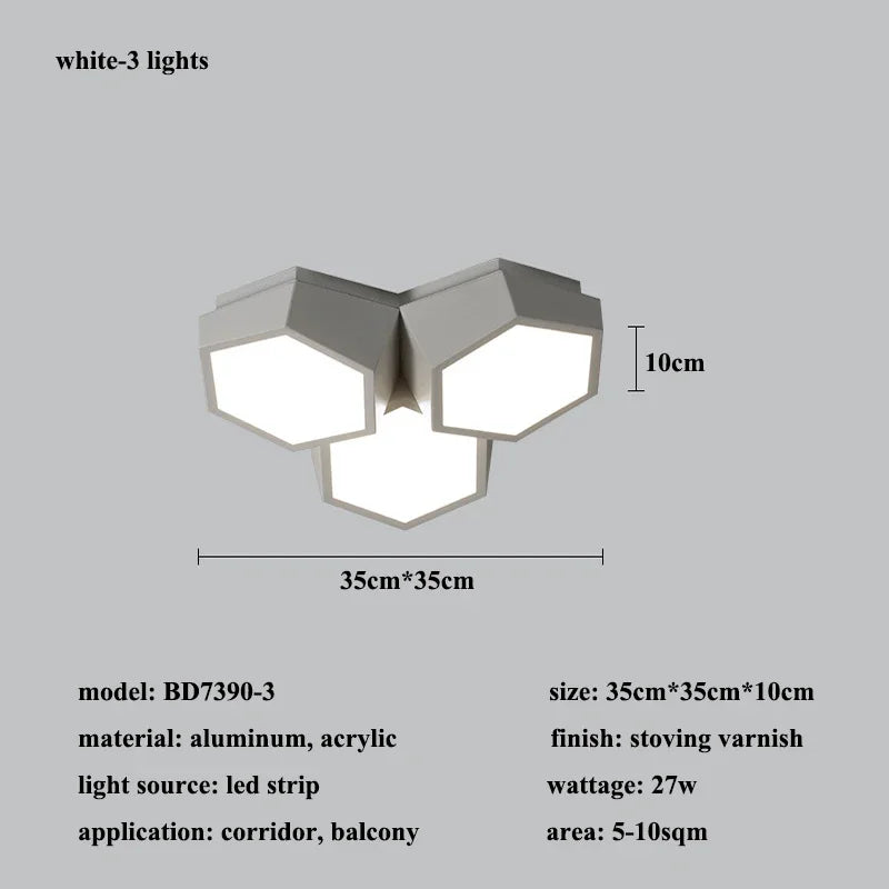 Hexagon LED Ceiling Lights, Smart Control Dimmable Chandelier for Living Room & Bedroom