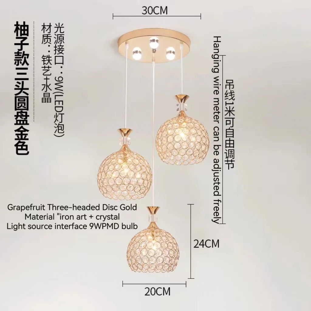 Crystal Gold Ceiling Chandelier | Modern LED Luxury Lighting for Hall