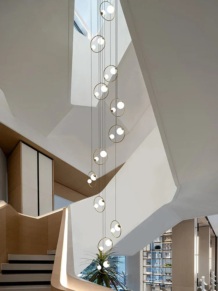 Modern Loft Chandelier Staircase Pendant Light Fixture - Designer Suspension Lustre