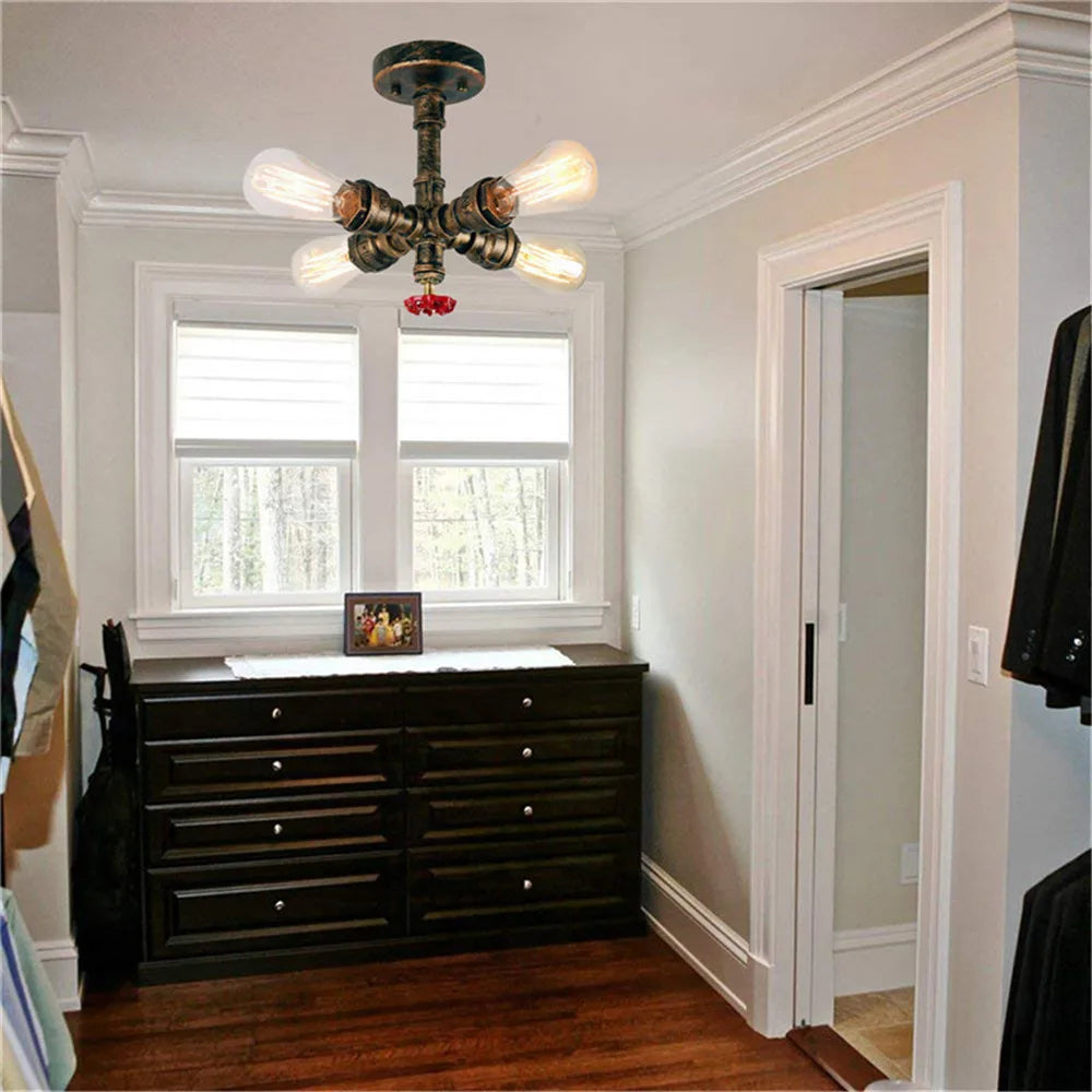 Industrial Iron Rust Water Pipe Wall Light Vintage E27 Sconce Fixture