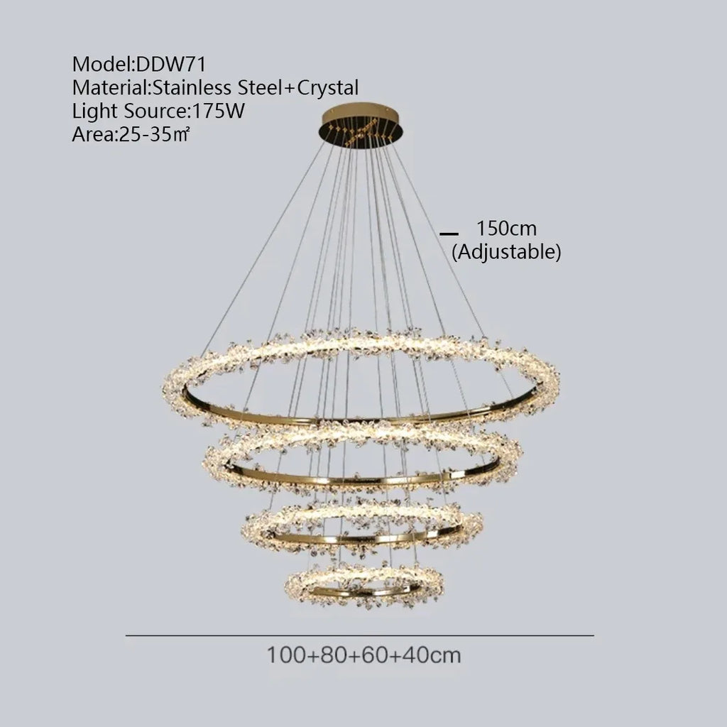 Crystal Pendant Chandelier: Designer LED Lighting for Living Room, Dining Room, Bedroom