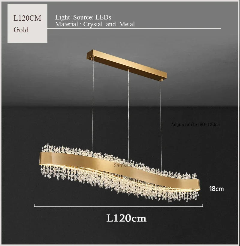 Modern Crystal Chandelier Pendant Lights LED Luxury Living Room Kitchen Island