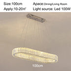 Crystal Oval LED Chandelier: Luxury Lighting Fixture for Living Room - Modern Design