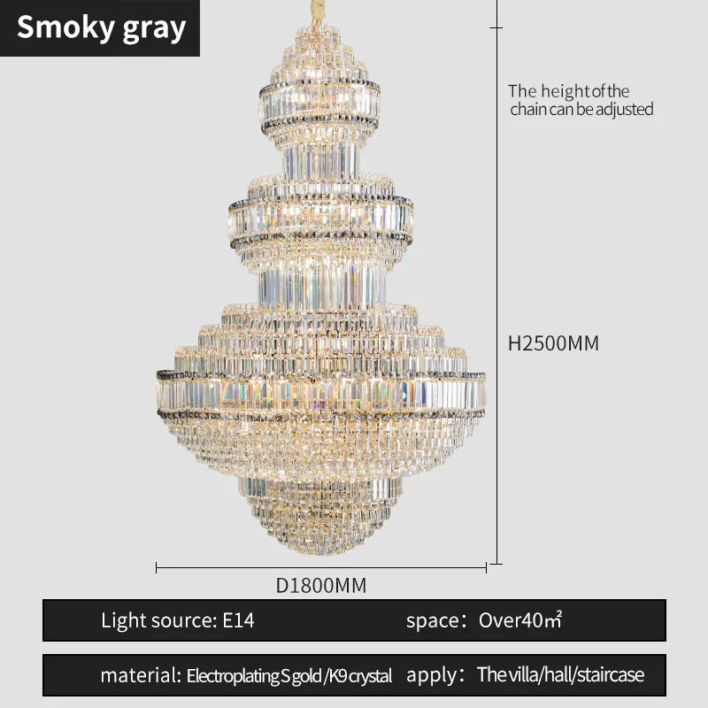 Crystal Villa Chandelier: Luxe European Duplex Hall Lighting - Elegant Living Room Decor