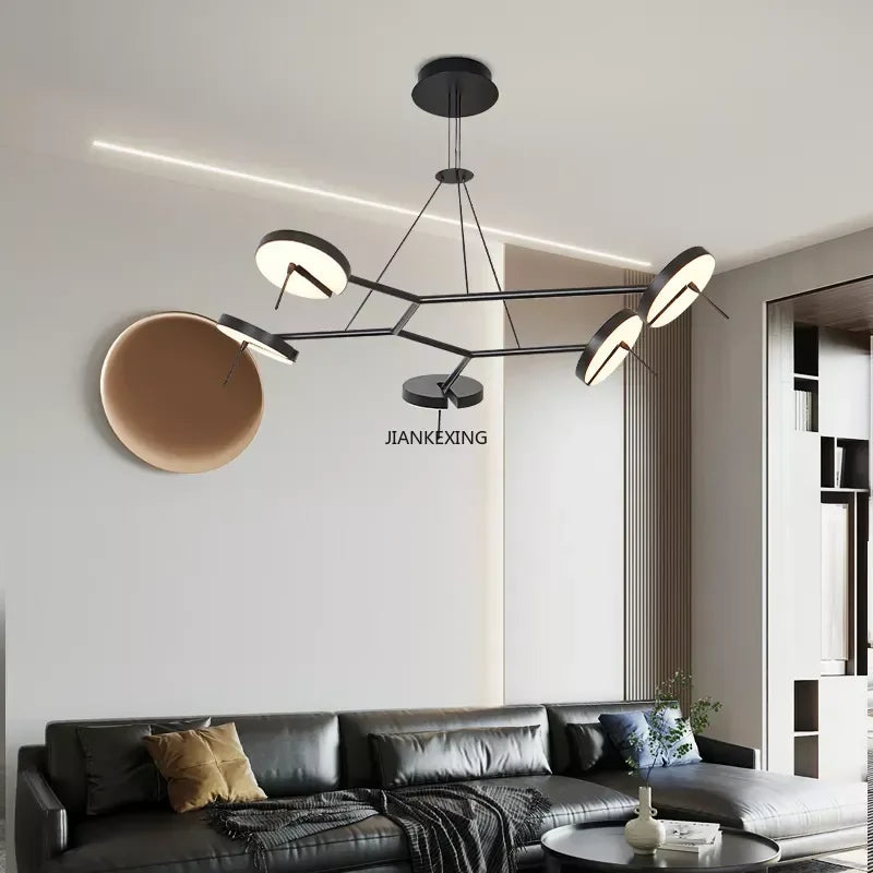 Modern Black LED Ceiling Chandelier for Restaurant Coffee Tables Room Desks