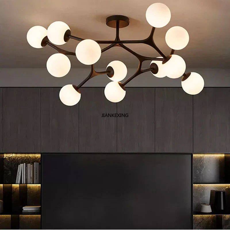 Glass Ball Ceiling Chandelier: Modern Lighting Fixture for Living Room Bedroom Center Table