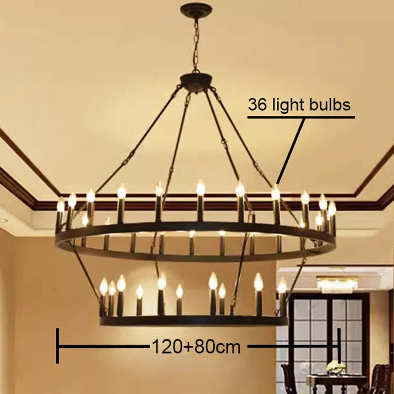 Vintage Iron Round LED Pendant Chandelier for Home, Cafe & Restaurant Decor