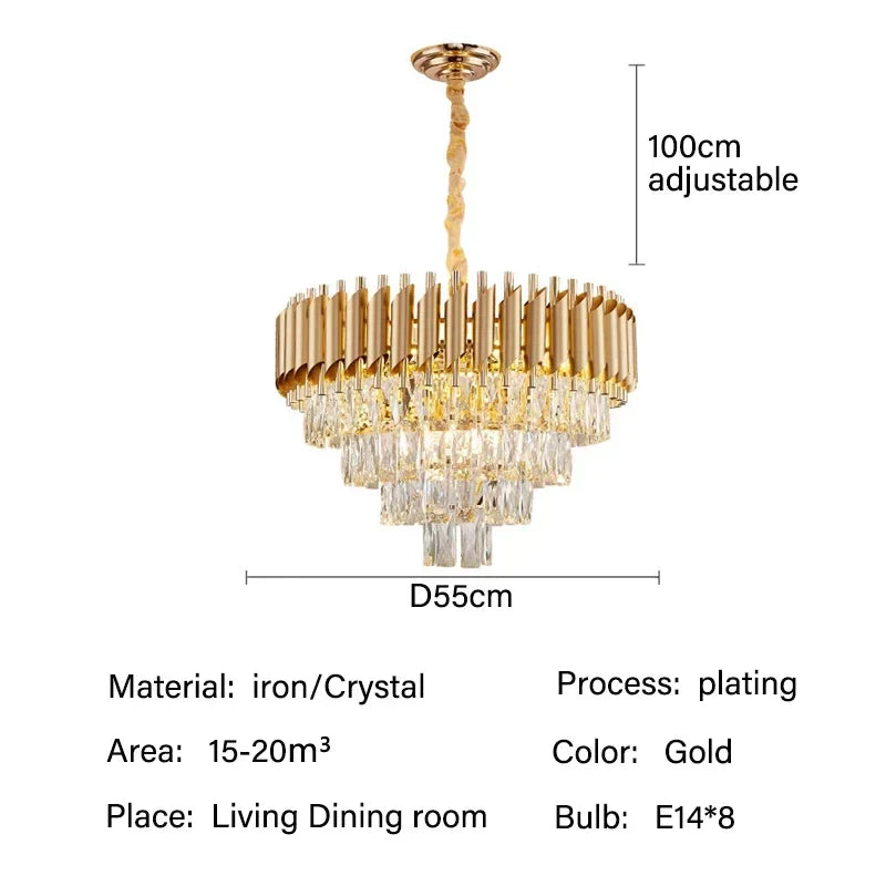 Crystal LED Pendant Chandelier: Modern Luxury Living Room Dining Lighting Fixture