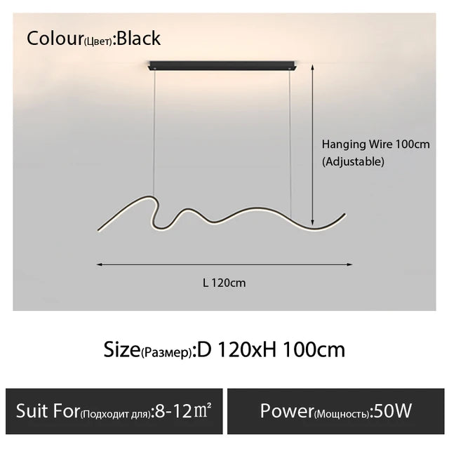 Modern Line Chandelier Pendant Light for Dining Kitchen Bar Décor