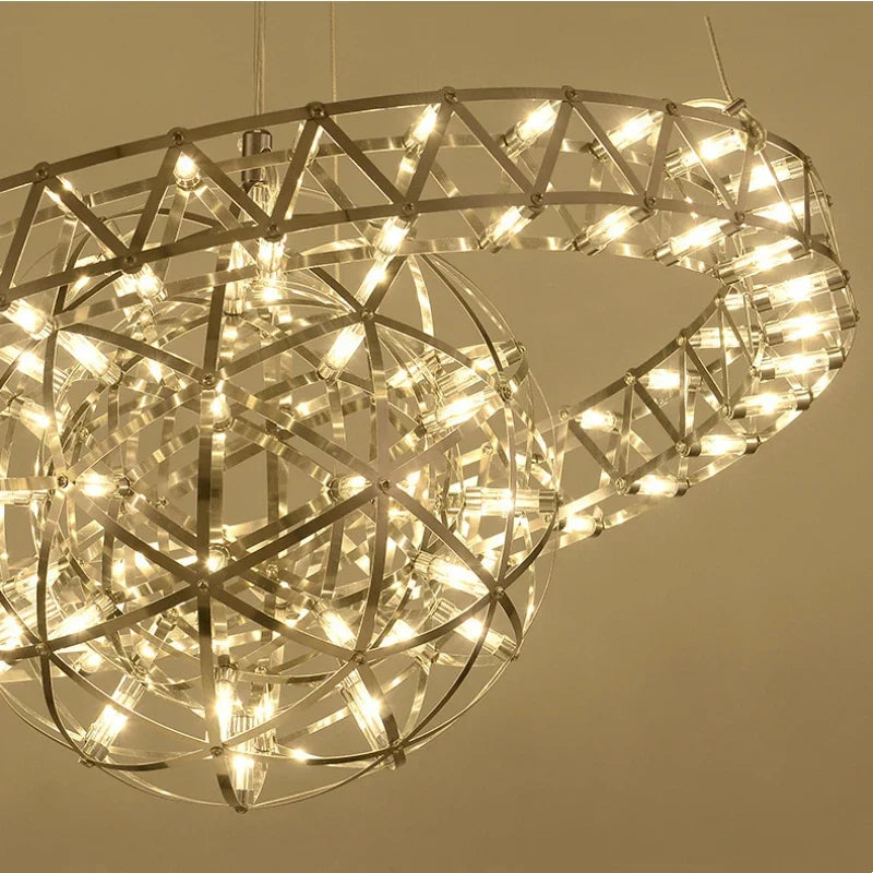 Spark Ball Pendant Chandelier LED Decor Lighting for Home Stainless Steel