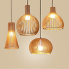 Wooden Birdcage Pendant Lamp: E27 Indoor LED Lighting for Dining Room & Bar