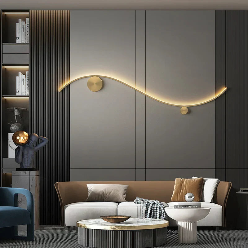 Modern Brass LED Wall Lamp, Nordic Copper Interior Light for Living Room, Bedroom, Stairs