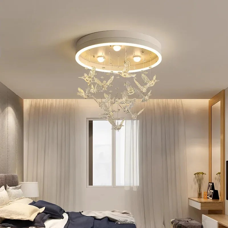Flying Bird Ceiling Light: Fashionable and Romantic Kid's Room Decor Lamp