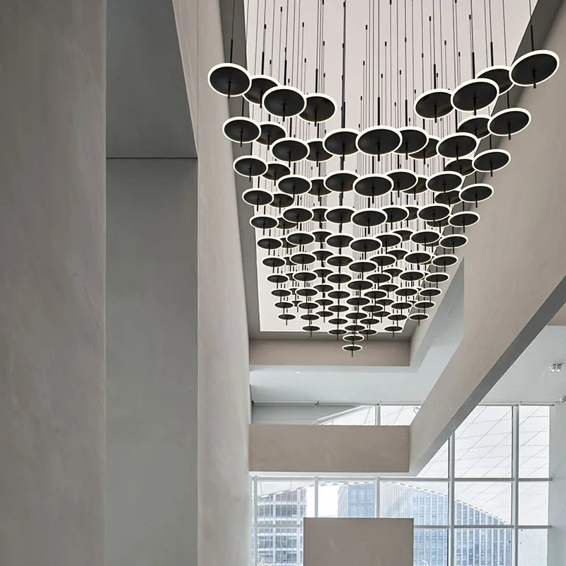 Modern Black Iron Art Circular Chandelier for Living Room, Hotel - Custom Large Chandeliers