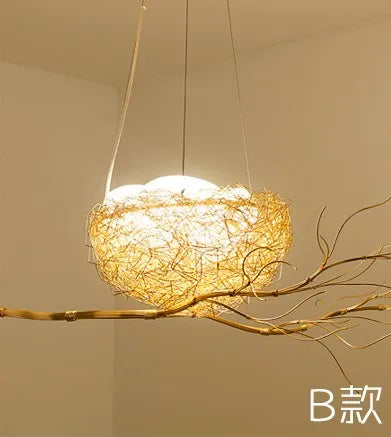 Nordic Bird's Nest Cafe Chandelier LED Art Luminaria - Romantic & Unique Lighting