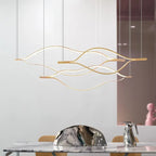 Minimalist River Chandeliers - Gold Lustre Aluminium Dimmable Pendant Lights