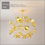 Gold Flared Trumpet Chandelier for Kitchen, Hall, Study, Drawing Room