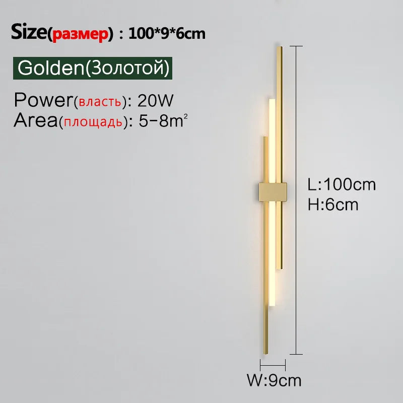 LED Grille Living Room Sofa TV Wall Lamp Strip, Minimalist Modern Bedroom Bedside Lighting