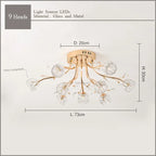 Dendritic Crystal Ceiling Lamp: Nordic Luxury Glass Flower Chandelier for Bright Decor