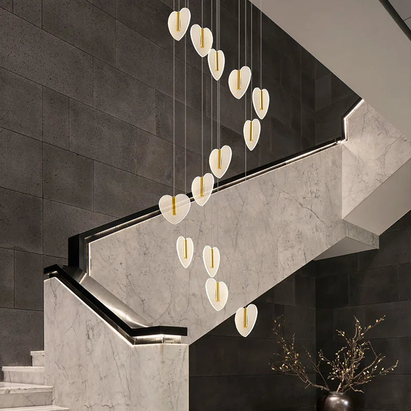 Love Chandelier: Luxury Crystal Gold Lighting for Staircase & Living Room