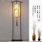 Classical Lantern Floor Lamp Fabric Standing Light for Living Room Bedroom Décor