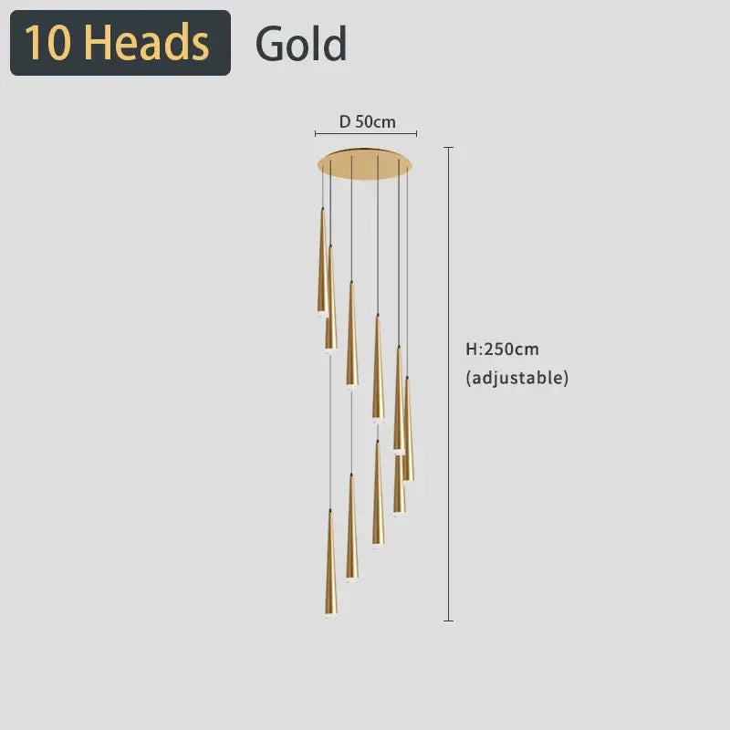 Modern LED Stair Chandelier for Duplex Apartment, Nordic Design for Bedroom, Restaurant, Bar.