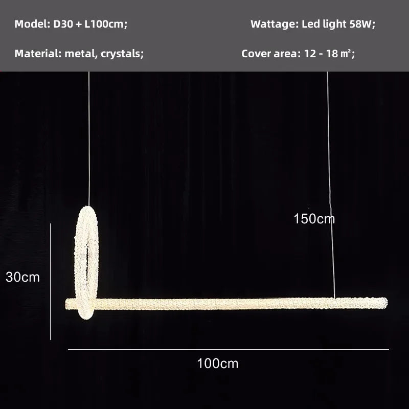 Crystals Pendant Lights: Modern Dimmable Chandelier for Luxury Living Room, Dining, Bedroom