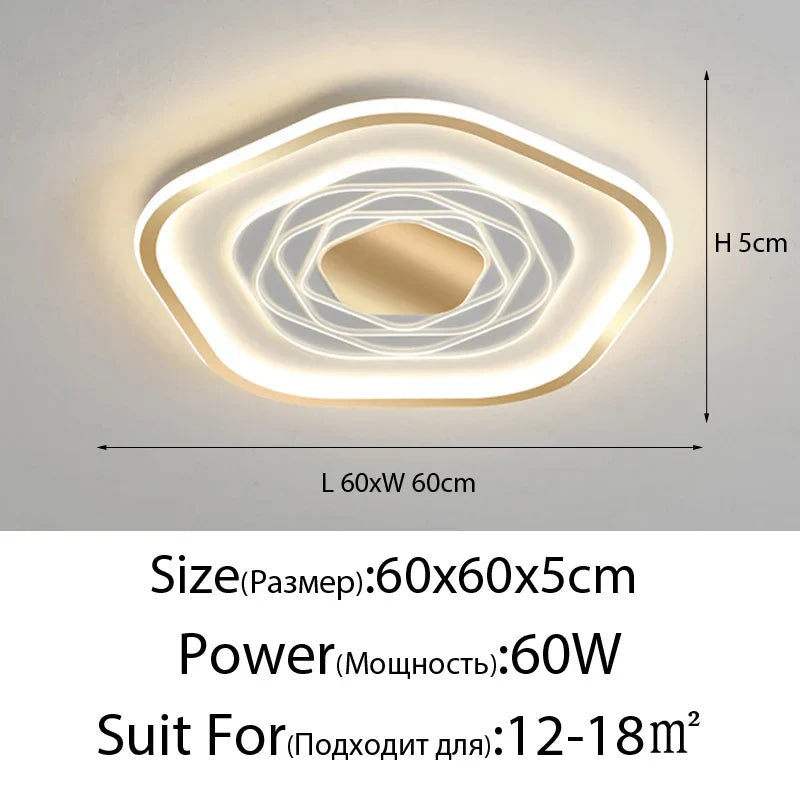 Modern Pentagonal LED Ceiling Chandelier Light for Living Room Bedroom Lighting