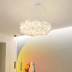 LED Petal Ceiling Chandelier for Living Room, Dimmable Round Bedroom Lamp