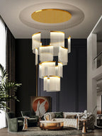 Acrylic LED Chandelier: Modern Light Luxury Dimmable Pendant for Living Room-Elegant Lighting Fixtures