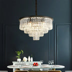 Black Gold Crystal Ceiling Chandelier: Modern LED Pendant Light for Luxe Living Spaces