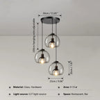 Smoke Gray Glass Pendant Lights: Minimalist Nordic LED Industrial Hanging Lamp